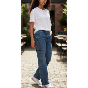 METRO STYLE Stretch Denim Cargo Jeans Ladies Size 16P